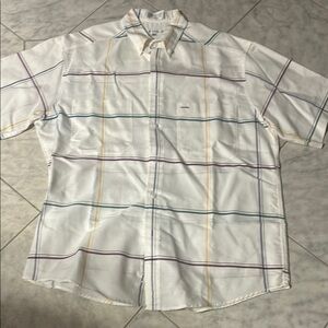 Claiborne White with multi colored striped Button Down Shirt